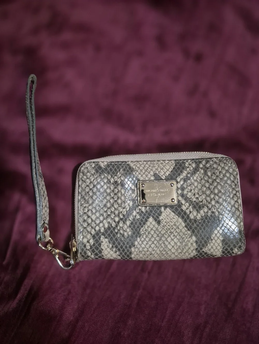 Michael Kors Women's Snake-Print Wristlet Wallet - Gray/beige
